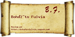 Boháts Fulvia névjegykártya